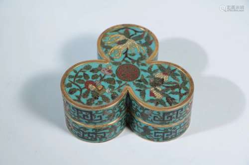 A CLOISONNE ENAMEL BOX AND COVER, QIANLONG MARK