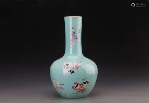 A FAMILLE ROSE BOTTLE VASE, GUAGNXU MARK