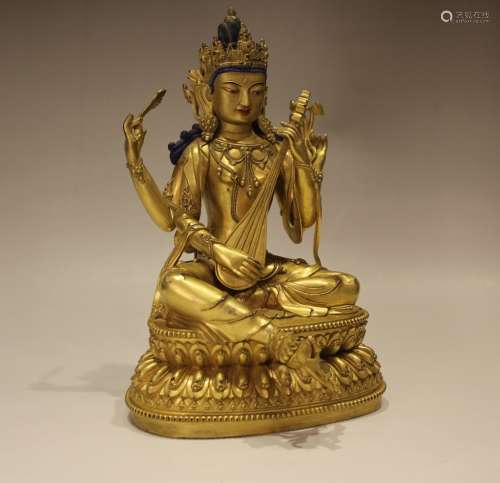 A GILT-BRONZE FIGURE OF TARA, YONGLE MARK