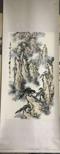 A CHINESE SCROLL PAINTING GOF LANDSCAPE