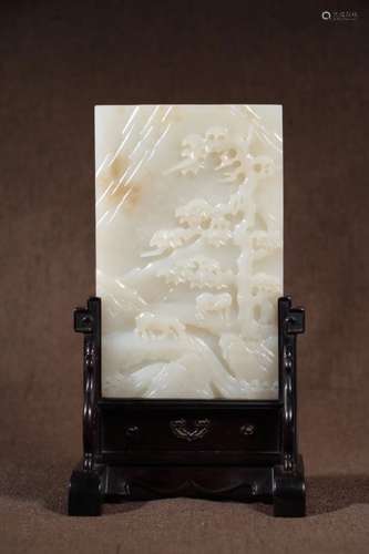 A JADE CARVED TABLE SCREEN