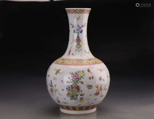 A FAMILLE ROSE BOTTLE VASE, XUANTONG MARK