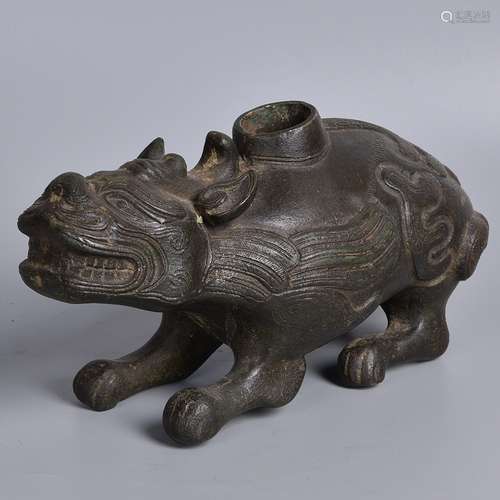 A BRONZE ANIMAL-FORM CENSER BURNER