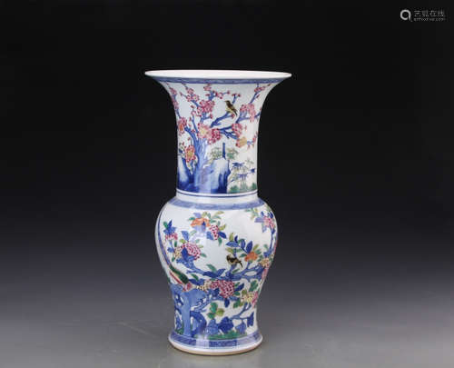 A FAMILLE ROSE PHOENIX TAIL VASE, YONGZHENG MARK