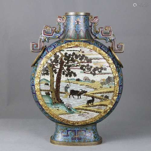 A CLOSIONNE MOON FLASK VASE, QIANLONG MARK