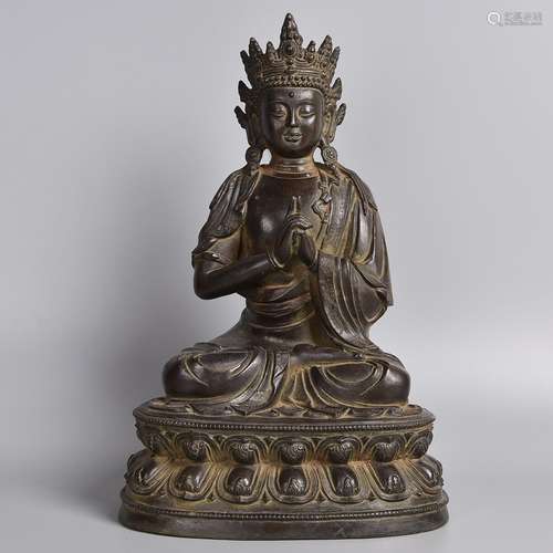 A BRONZE FIGURE OF BODHISATTVA