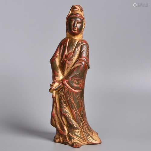 A GILT-BRONZE FIGURE OF GUANYIN