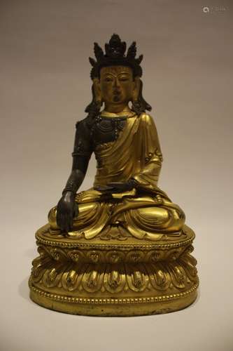 A GILT-BRONZE FIGURE OF BODHISATTVA