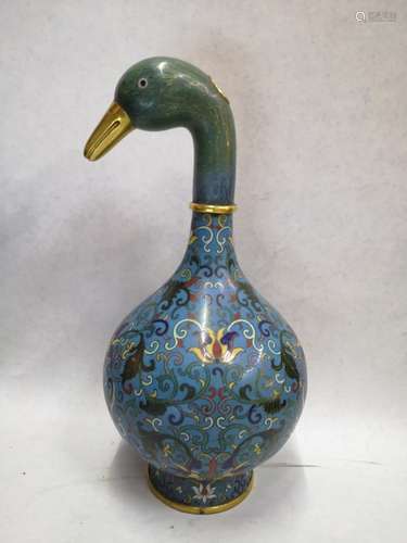 A CLOISONNE DUCK-FORM VESSEL