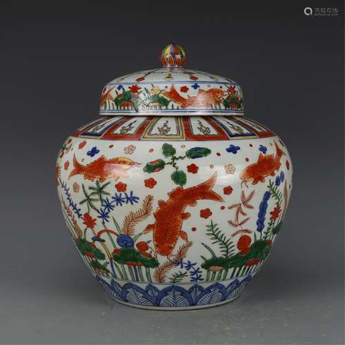 A DOUCAI JAR AND COVER, JIAJING MARK