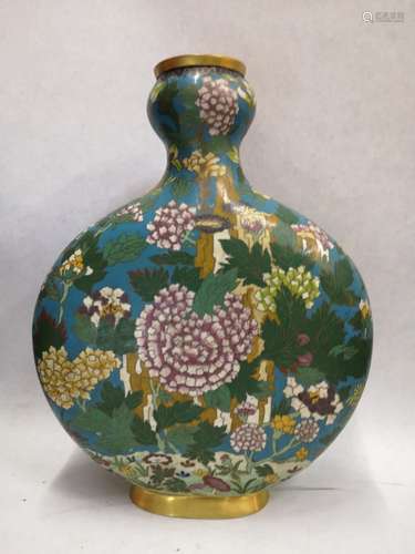 A CLOISONNE ENAMEL MOON FLASK VASE, QIANLONG MARK