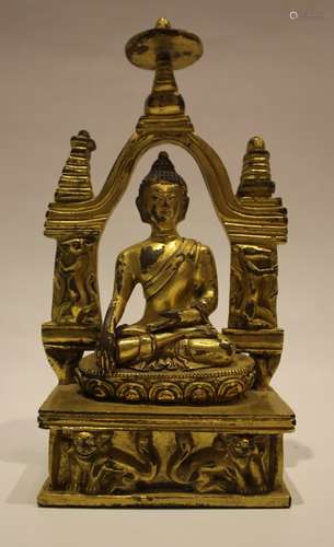 A GILT-BROZNE FIGURE OF SEATED AMITAYUS