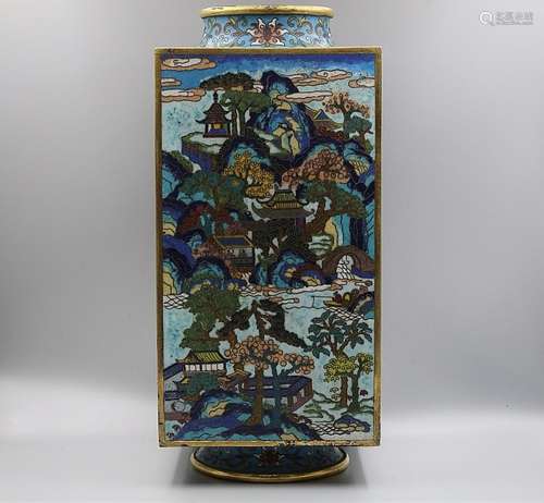 A CLOISONNE ENAMEL CONG VASE, QIANLONG AMRK