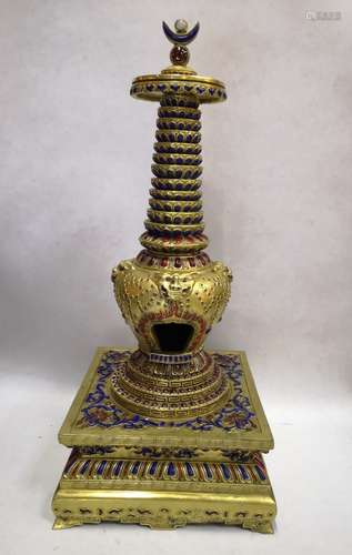 A GILT-BRONZE STUPA