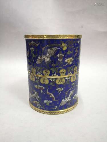 A CLOISONNE ENAMEL BRUSH POT, QIANLONG MARK