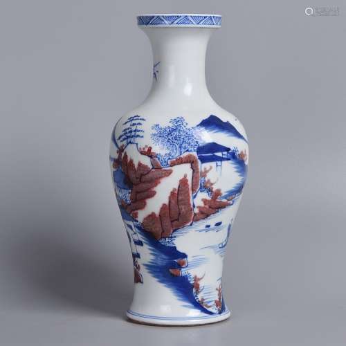 A  COPPER-RED AND UNDERGLAZE BLUE VASE