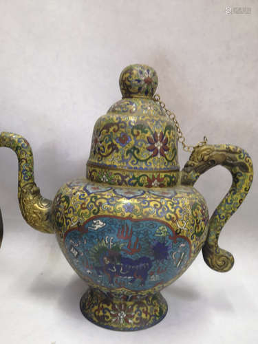 A CLOISONNE ENAML EWER, QIANLONG MARK