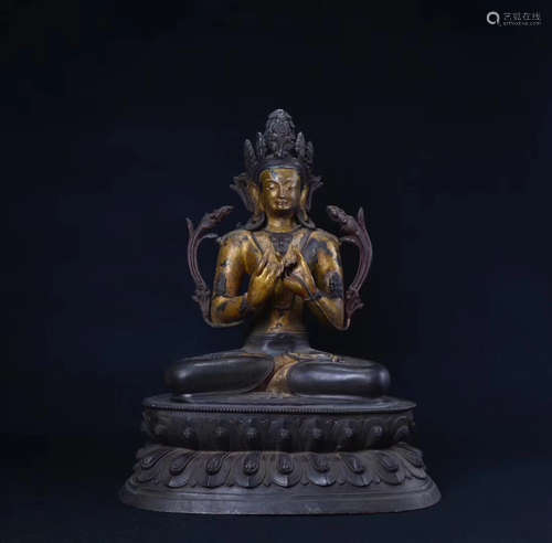 17-19TH CENTURY, A BRONZE MAITREYA BODHISATTVA STATUE, QING DYNASTY