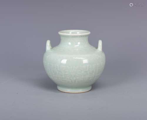 A CELADON-GLAZED JAR, QIANLONG MARK, QING DYNASTY