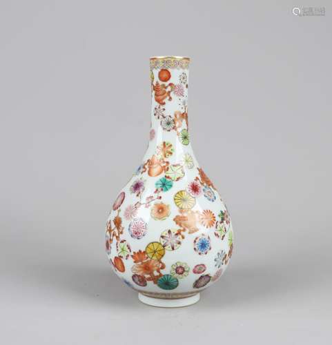 A FAMILLE ROSE PEAR-SHAPED VASE, QIANLONG MARK, QING DYNASTY