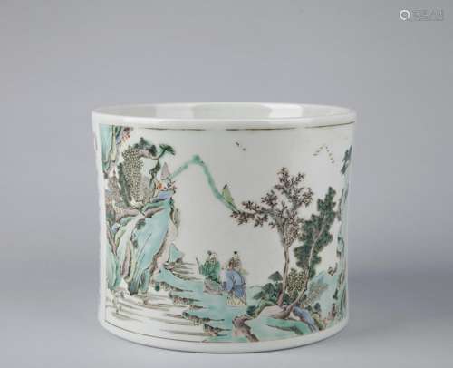 A FAMILLE VERT BRUSH WASHER, KANGXI MARK, QING DYNASTY