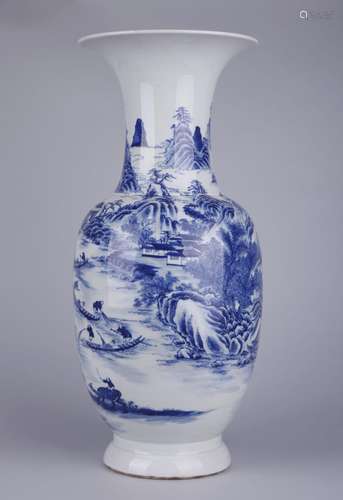 A MASSIVE BLUE AND WHITE 'LANDSCAPE' VASE, 18TH CENTURY