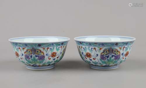 A PAIR OF DOUCAI BOWLS, YONGZHENG MARK, QING DYNASTY