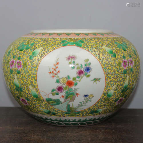 A LARGE FAMILLE ROSE 'FLORAL' BRUSH WASHER, GUANGXU MARK, QING DYNASTY