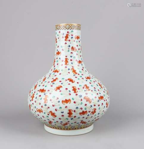 AN IRON-RED-DECORATED BOTTLE VASE, GUANGXU MARK, QING DYNASTY