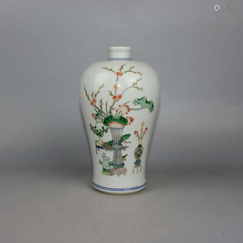 A FAMILLE VERT MEIPING VASE, KANGXI MARK, QING DYNASTY