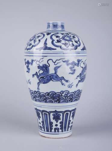 A BLUE AND WHITE MEIPING VASE, 15TH CENTURY