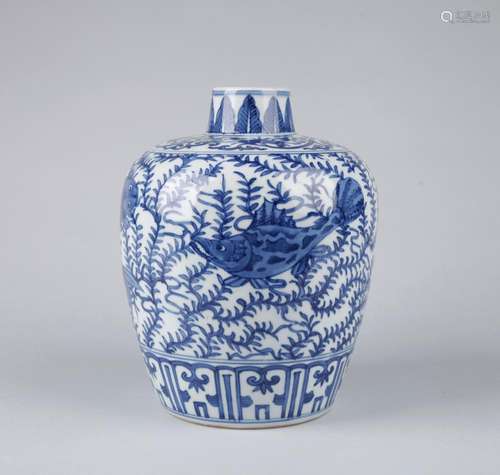 A BLUE AND WHITE JAR, JIAJING MARK, MING DYNASTY