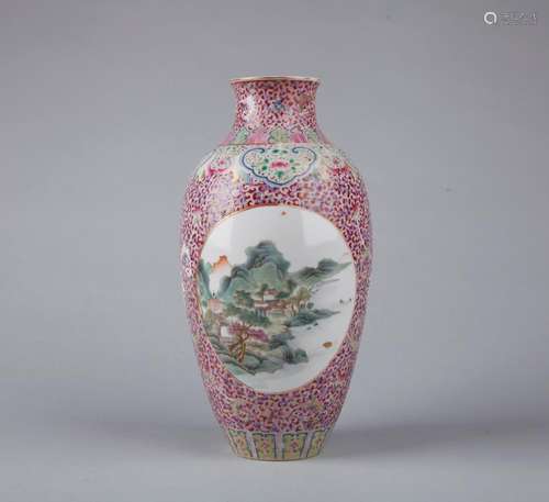 A FAMILLE ROSE VASE, QIANLONG MARK, QING DYNASTY