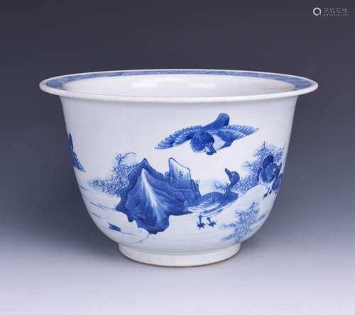 A BLUE AND WHITE JARDINIERE, QING DYNASTY