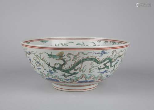 A FAMILLE VERT BOWL, JIAJING MARK, QING DYNASTY