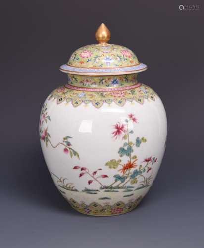 A FAMILLE ROSE 'FLORAL' JAR AND COVER, YONGZHENG MARK, QING DYNASTY