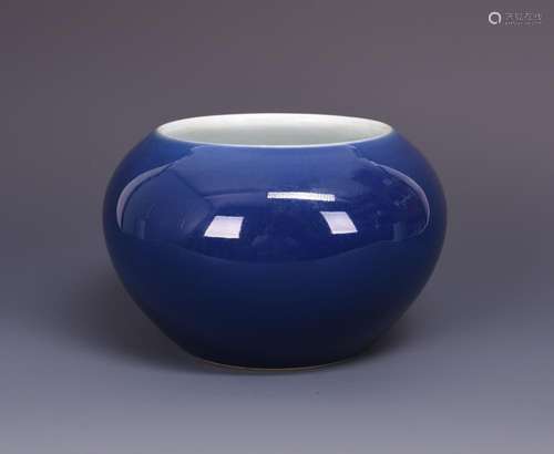 A LARGE BLUE-GLAZED BRUSH WASHER, QIANLONG MARK, QING DYNASTY