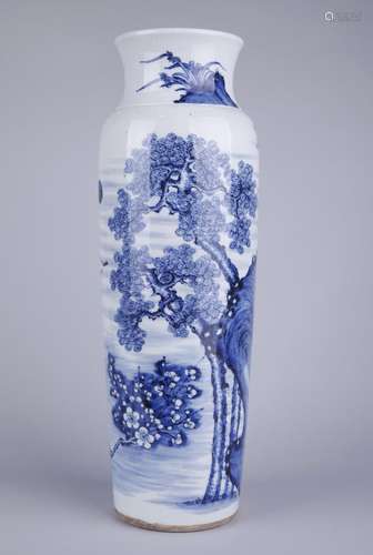 A BLUE AND WHITE 'THREE FRIENDS IN WINTER' BEAKER VASE, 17TH CENTURY