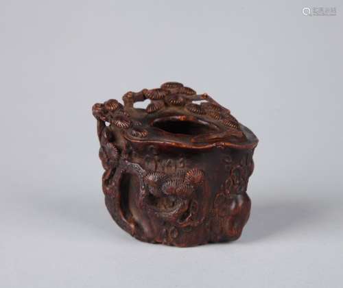 A CARVED ALOESWOOD BRUSH WASHER, QING DYNASTY