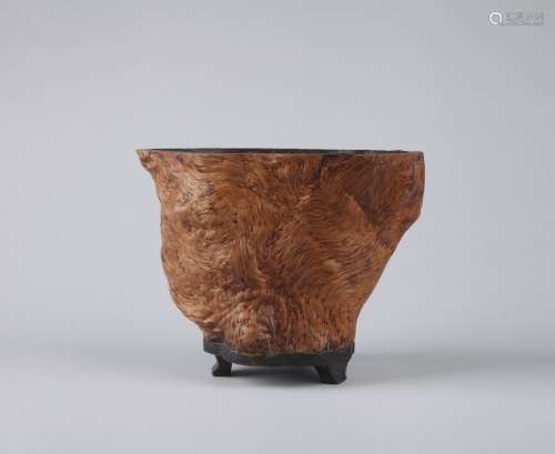 A WOOD LIBATION CUP, QING DYNASTY