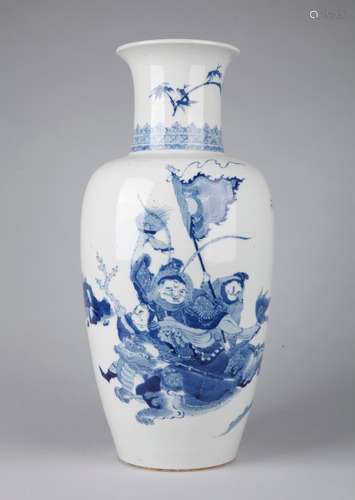 A BLUE AND WHITE 'FIGURES' VASE, KANGXI MARK, QING DYNASTY