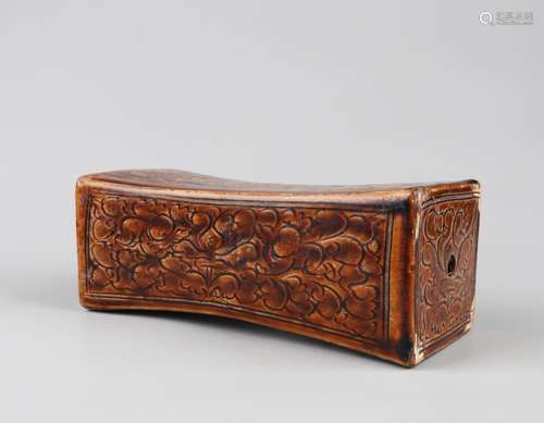 A RUSSET-GLAZED CIZHOU-TYPE RUSSET-GLAZED PILLOW, SONG DYNASTY