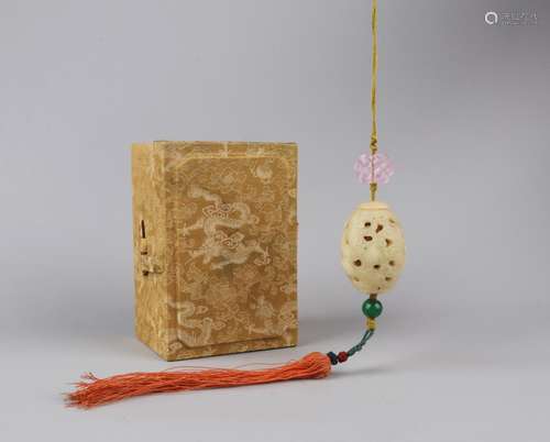 A SOAPSTONE CARVING OF INCENSE POUCH, QIANLONG PERIOD