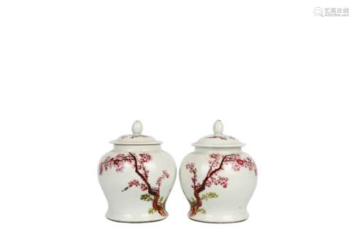 Pair of Chinese Famille-Rose Porcelain Jar