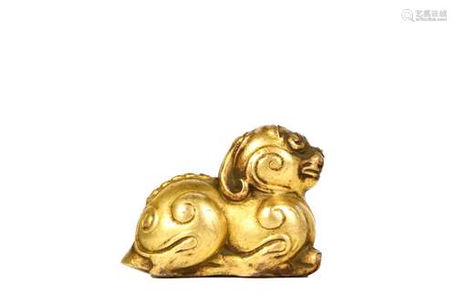 A Chinese Gilt Bronze Fu Dog