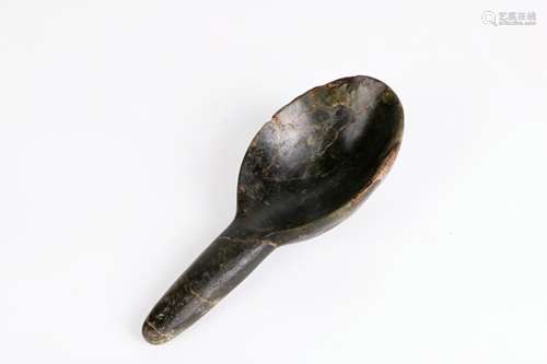 A Chinese Black Jade Spoon