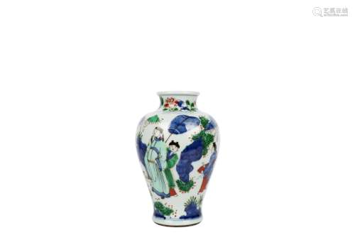 A Chinese Wu Cai Porcelain Vase With Figures