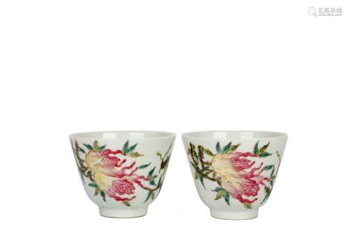 A Pair Of Chinese Famllie-Rose Porcelain Tea Cups