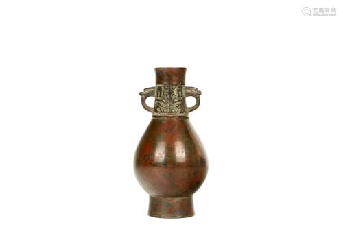 A Chinese Bronze Vase with Double Ears