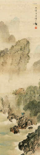 黄幻吾（1906～1985） 1939年作 春山独钓 立轴 设色绢本